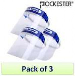 Pockester Reusable Face Shield Full Face Protection With Safety Visor (Pack of 3
