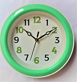 Mishty Plastic Designer Analog Wall Clock (Green_1.3 Inch X 8 Inch X 8 Inch)