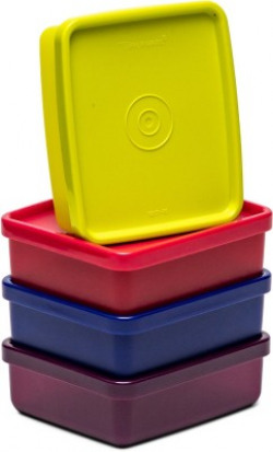 Tupperware Small containers Square Away 180 ml set of 4  - 180 ml Plastic Grocery Container(Pack of 4, Purple, Blue, Green, Pink)