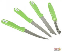 Pigeon Stainless Steel Kitchen Knife Set, 4-Pieces, Green