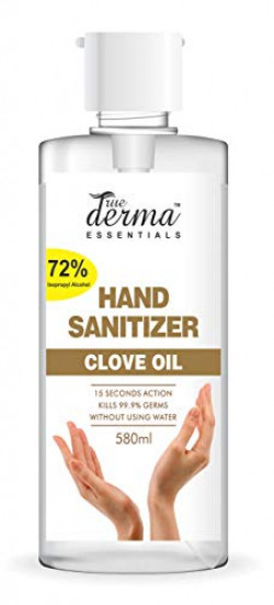 True Derma Essentials - 72% Isopropyl Alcohol Hand Sanitizer (Instant Dry, Rinse Free, Non-sticky) (Clove 580ml)