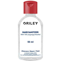 ORILEY Instant Hand Sanitizer Germ Protection 70% Isopropyl Alcohol Sanitizing Gel Rinse-free Hand Rub Palm Cleanser with Moisturizing Benefits, 50ml