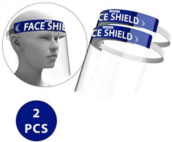 Mototrance Anti-Splash Face Shield with Adjustable Elastic Strap Protective Facial Cover Transparent Full Face Visor with Eye & Head Protection (Made in India) - Set of 2 63% off