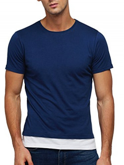 GRITSTONES Dull Blue/White Round Neck T-Shirt GSHIGHLOW06DBLUWHT