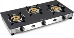 Sunflame Glass, Stainless Steel Manual Gas Stove(3 Burners)