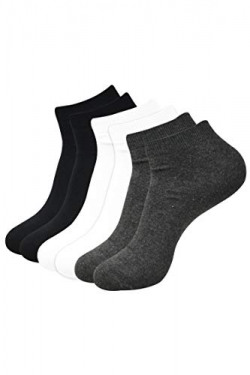 Balenzia Men's basic,solid colour socks- Black, White, Dark Grey (Pack of 3)