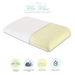 The White Willow Orthopedic Memory Foam Queen Size Neck & Back Support Sleeping Bed Pillow (24  L x 14  W x 5  H) -Off White