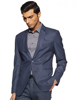 Hang & Wear Men's Notch Lapel Slim fit Blazer (BL-101-40-Evening Blue_Evening 40)