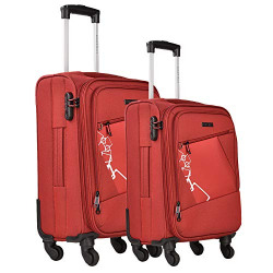Nasher Miles Bogota Expander Soft-Sided Polyester Luggage Set of 2 Maroon Trolley Bags (55 & 65 cm)
