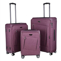 Nasher Miles Budapest Expander Soft + Hard Sided Melange & Polypropylene Luggage Set of 3 Purple Trolley Bags (49, 65 & 75 cm)