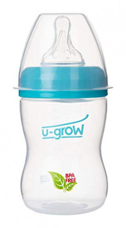 U-Grow Snap Lock Wide Neck Feeding Bottle (Turq, 250ml) with 2 Large Nipple