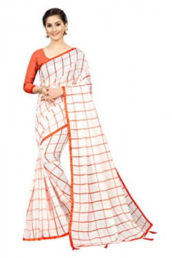 TDC Games jaal silk with blouse piece Saree (1000-1_ Orange_ Free Size)