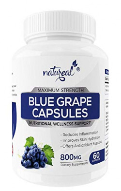 Natureal Blue Grape Extract 800 Mg Capsules For Overall Wellness & Healthy Skin | Anti-Inflammtory & Anti-Oxidant - 60 Capsules