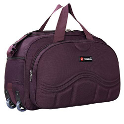 Zion bag Waterproof Polyester Lightweight 60 L Luggage Purple Travel Duffel Bag with 2 Wheels