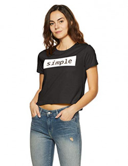 pluss Women's T-Shirt (LTSHS3567-BLACK-2XL_Black XX-Large)