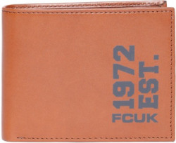 French Connection Men Casual Tan Genuine Leather Wallet(8 Card Slots)