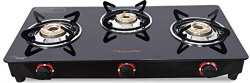 Butterfly Smart 3 Burner Glass Top Gas Stove | Manual Ignition | Scratch Resistant Toughened Glass | Brass Burners | Skid-proof Legs | 1 Year Manufacturer's Warranty | Black
