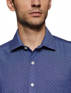Amazon Brand - Arthur Harvey Men's Solid Regular Fit Full Sleeve Cotton Formal Shirt (AH-SS19-MFS-009_ Blue 2_42)