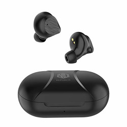 Nu Republic Starbuds True Wireless Earbuds, BT V5.0, Up to 20hrs Play Time, Touch Control, Water Resistant, Voice Assistant with Mic-Black