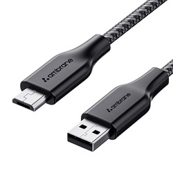 Ambrane Unbreakable 3A Fast Charging 1.5m Braided Micro USB Cable for Smartphones, Tablets, Laptops & other Micro USB devices, 480Mbps Data Sync, Quick Charge 3.0 (RCM15, Black)