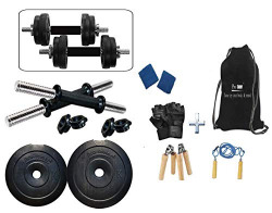 Protoner 10kg Adjustable PVC Dumbbells with String Bag , Black