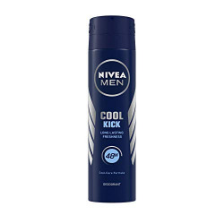 NIVEA MEN Cool Kick 150ml Deodorant | With Mint Extracts for Cooling sensation in Summer| 48 H Long Lasting Freshness| 0% Alcohol