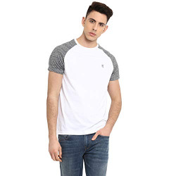 Red Tape Men's Regular fit T-Shirt (RHP0105_White/Charcoal Melange S)