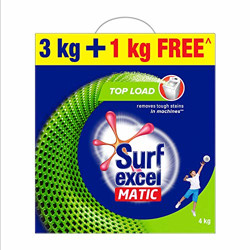Surf Excel Matic Top Load Detergent Washing Powder, Specially Designed For Tough Stain Removal In Top Load Machines, 3+1 Kg Free
