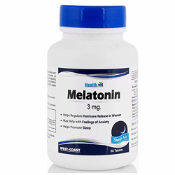 Healthvit Melatonin 3mg Tablets | Melatonin Supplement for Deep Sleep | 60 Tablets | Improves Sleep Cycles | Non-Habit-Forming Melatonin Tablets | Helps Insomnia & Manages Anxiety | 1 pack