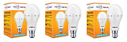wipro Garnet 9w LED Emergency Bulb | Cool Day White (6500K) | B22 LED Bulb Base | Inverter Bulb for home, with 4 Hours battery back up| Li-ion Battery | Over charging Protection | Pack of 3