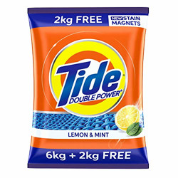 Tide Plus Extra Power Detergent Washing Powder - 6 kg (Lemon and Mint) with Free Detergent Powder - 2 kg