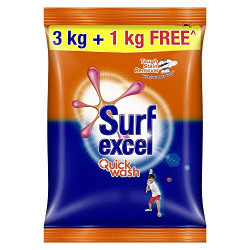 Surf Excel Quick Wash Detergent Powder, With Power Of Lemon & Bleach, Removes Tough Stains, 3 kg + 1 kg Free