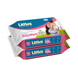Little's Soft Cleansing Baby Wipes with Aloe Vera, Jojoba Oil and Vitamin E (80 wipes) pack of 2
