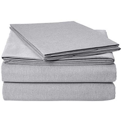 AmazonBasics Chambray Bed Sheet Set - Queen, Slate Grey - with 2 pillow covers