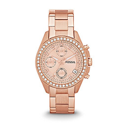 Fossil Chronograph Rose Gold Dial Women's Watch - ES3352