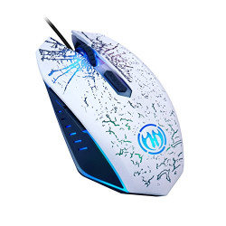 Hiraliy S10 Wired Gaming Mouse, 2400 DPI, 4 Adjustable LED, 6 Buttons (White)