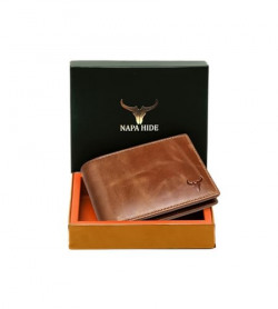 NAPA HIDE Leather Wallet for Men I Handcrafted I Credit/Debit Card Slots I 2 Currency Compartments I 2 Secret Compartments (Tan Crunch)