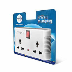 Wipro 4 Way Multiplug with Two Universal Sockets (Pack of 3)