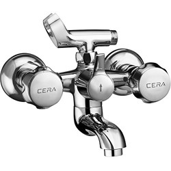 Cera Ocean Quarter Turn Fittings Wall Mixer with Telephonic Shower Arrangement (Chrome Finish) (F2006404)