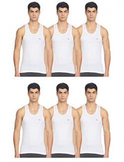 LUX VENUS Men's Cotton Vest (Pack of 6) (8904209874092_Venus_WH_RN_100_White)