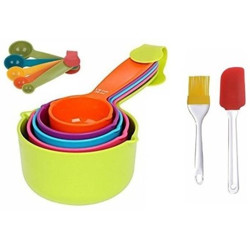 WANQLYN 1020 Combo 10pcs Colourfull Measuring cups + Spetula Set Brush Kitchen Tool Set