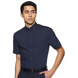 Marks & Spencer Men's Plain Regular fit Formal Shirt (T25/2880M_Navy Mix X)