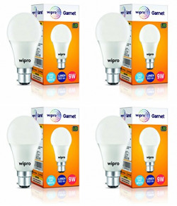 wipro Garnet Base B22 9-Watt LED Bulb (Cool Day Light) - Pack of 4
