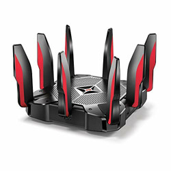 TP-Link AC5400 Tri Band Gaming Router â€“ MU-MIMO, 1.8GHz Quad-Core 64-bit CPU, Game First Priority, Link Aggregation, 16GB Storage, Airtime Fairness, Secured WiFi, Works with Alexa (Archer C5400X)