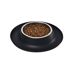 AmazonBasics Round Silicone Mat and Pet Bowl - Small, Black