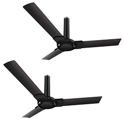 Luminous New York Tiffany 3 Blade Ceiling Fan with Remote Control and BLDC Motor, 1200mm- Midnight Black, Pack of 2