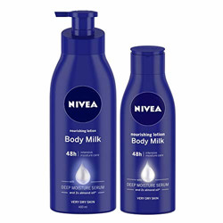 NIVEA Nourishing Body Milk Lotion, 400ml & NIVEA Nourishing Body Milk Lotion, 200 ml (Pack of 2)