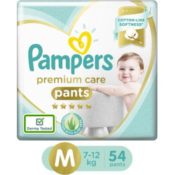 Pampers Premium Pants Cotton like soft Diapers with Wetness Indicator - M(54 Pieces)