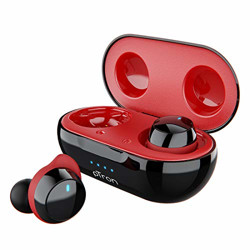pTron Bassbuds Elite True Wireless in Ear Headphones with Mic(TWS), Bluetooth 5.0, Hi-Fi Sound with Bass, Ergonomic Earbuds, Auto Pairing, Passive Noise Cancellation, Voice Assistance - (Black & Red)