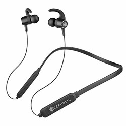 Nu Republic Cosmo in-Ear Bluetooth Neckband Earphones with Deep Bass, BT v5.0, 10mm Dynamic Drivers, 10 hrs Battery Life, Foldable Design, in-Line Controls with Mic-Black